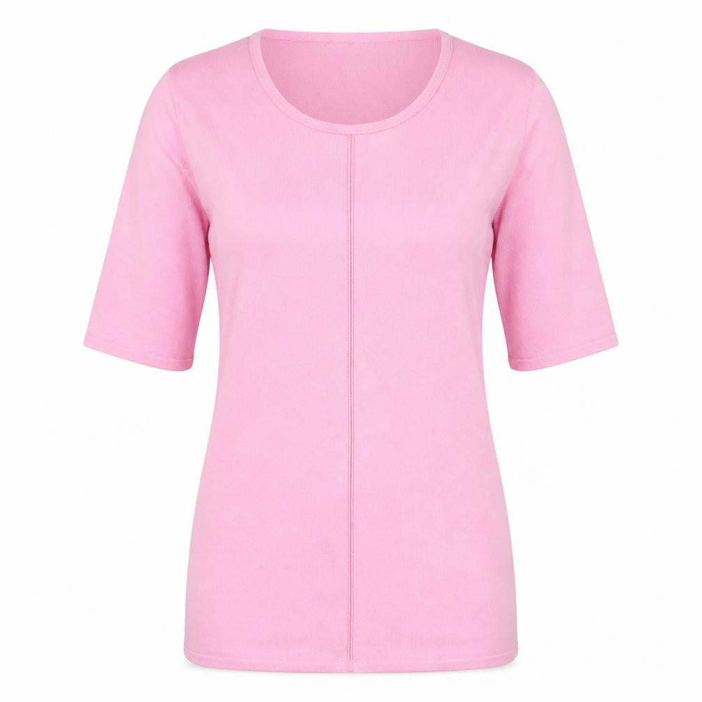 Front view of Basler Women's Pink Silk Blend Knit Top, size 8