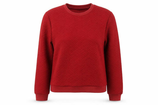 Front view of Louche Women's Red Pullover Sweatshirt, size 12