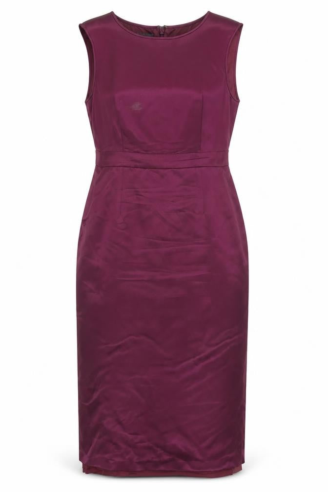Front view of August Silk Women's Purple Formal Silk Dress, size 8