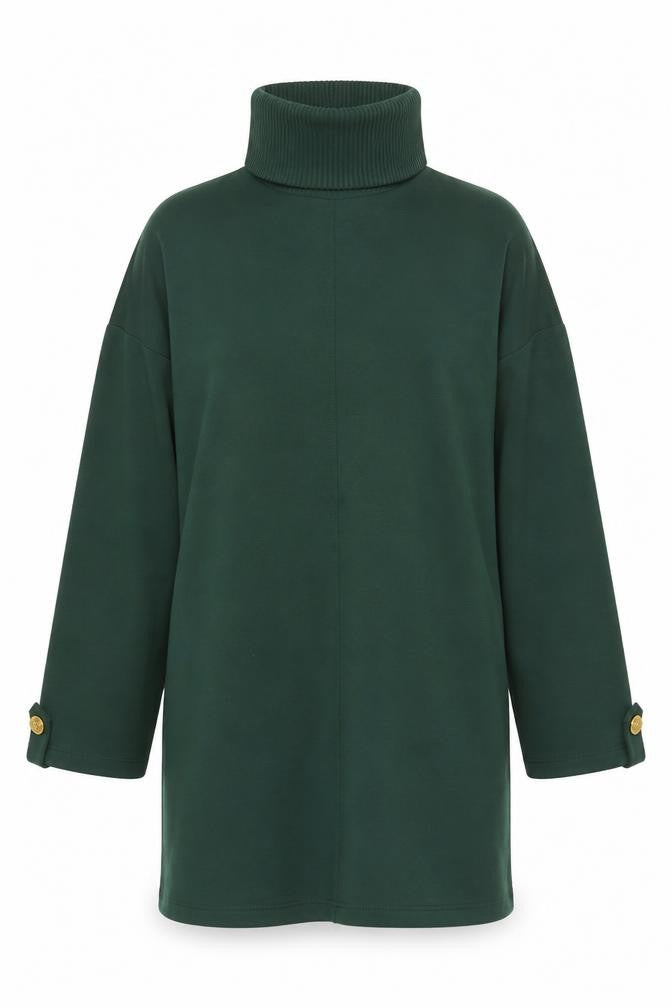 Front view of River Island Green Women's Roll Neck Sweatshirt, size 12