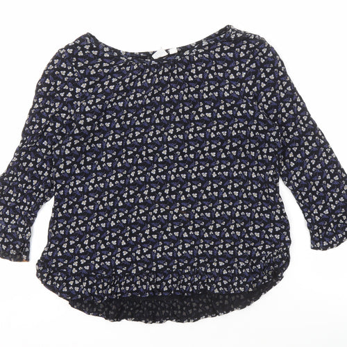 GAP Women’s Blue Floral Blouse, Size S, 3/4 Sleeve