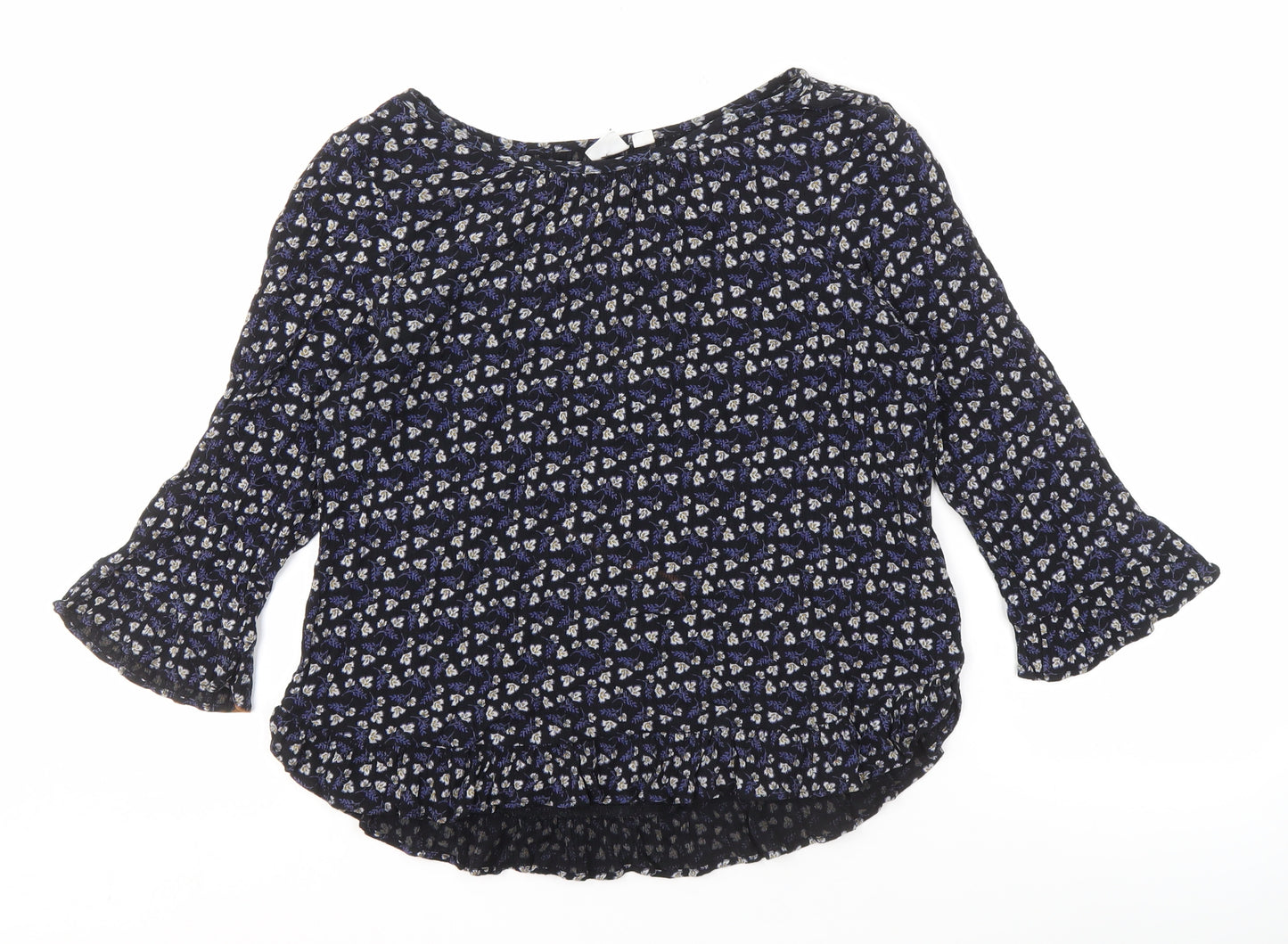 GAP Women’s Blue Floral Blouse, Size S, 3/4 Sleeve