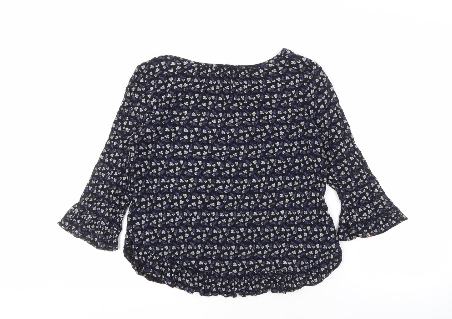 GAP Women’s Blue Floral Blouse, Size S, 3/4 Sleeve