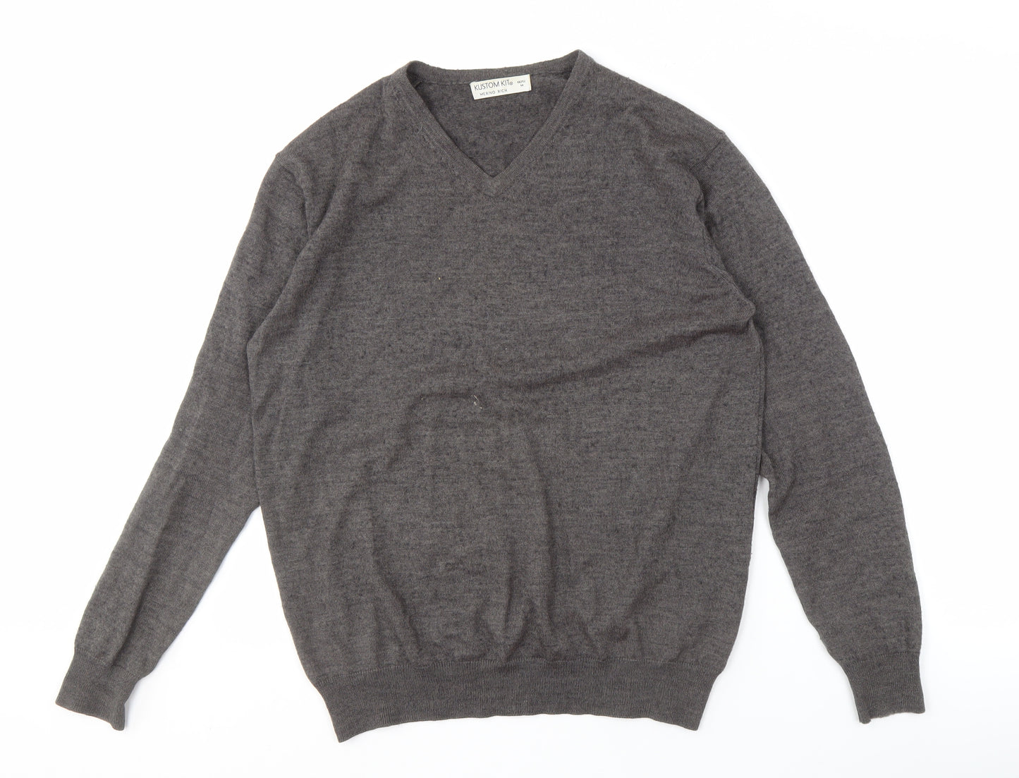 Kustom Kit Men's Grey V-Neck Pullover Jumper M