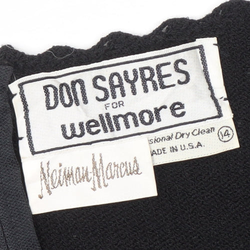 Don Sayres Black Embroidered Dress Long Sleeve