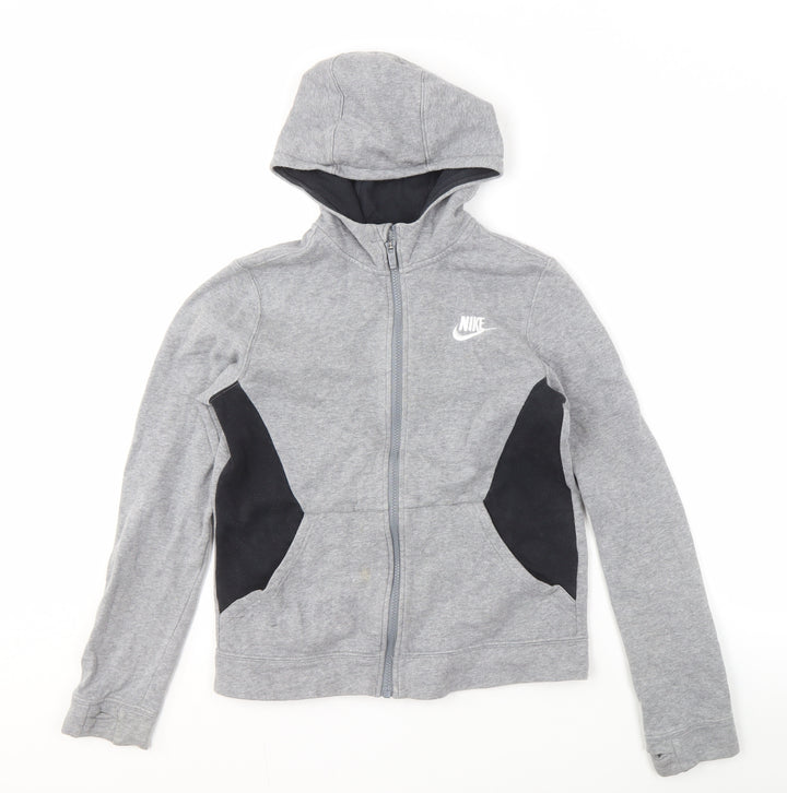 Nike Boys Grey Hoodie L Full Zip Colourblock