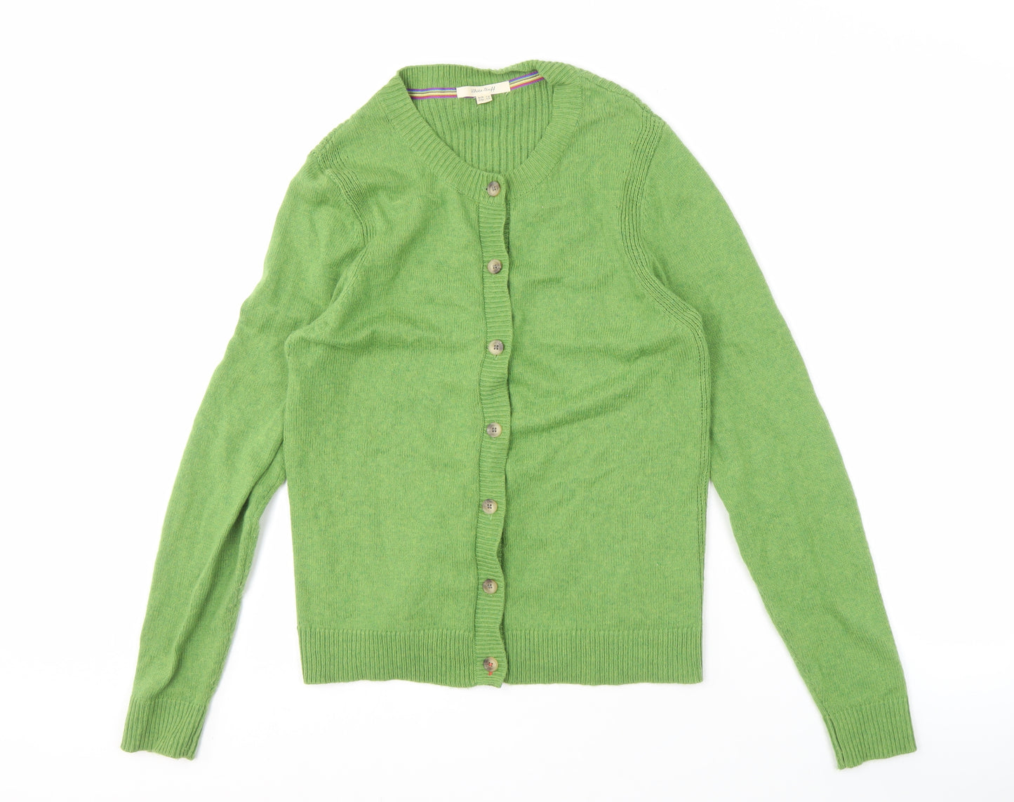 White Stuff Women's Green Cardigan, Size 12, Button Accent
