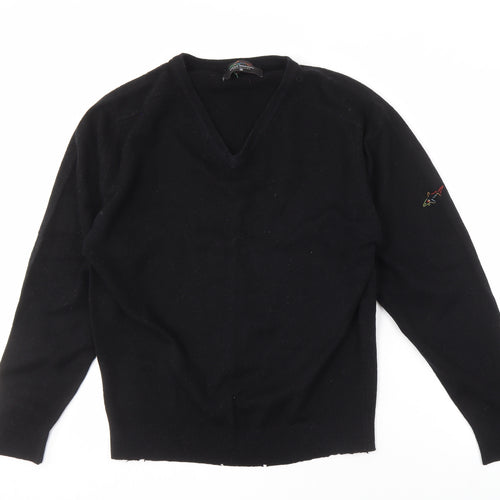 Greg Norman Men's Black V-Neck Wool Jumper M