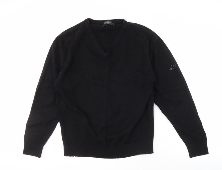 Greg Norman Men's Black V-Neck Wool Jumper M