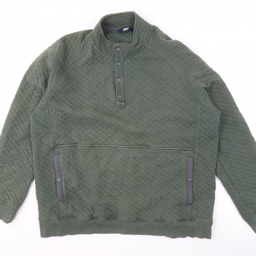 Lands' End Men's Green XL Henley Quilted Sweatshirt