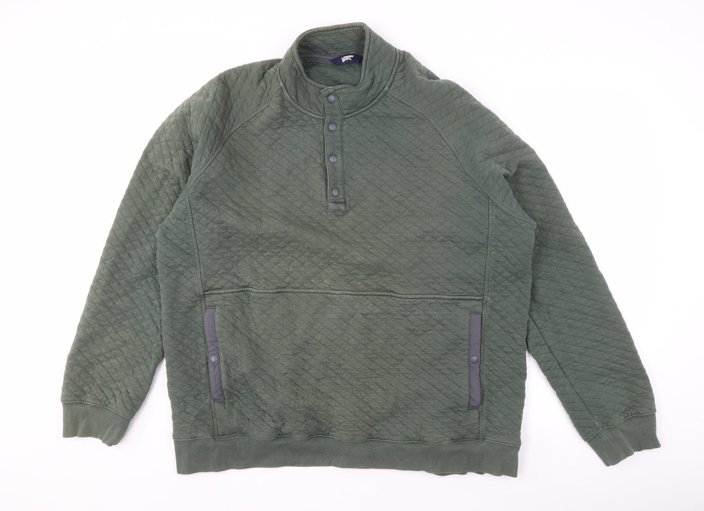 Lands' End Men's Green XL Henley Quilted Sweatshirt