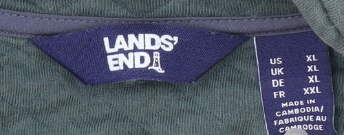 Lands' End Men's Green XL Henley Quilted Sweatshirt