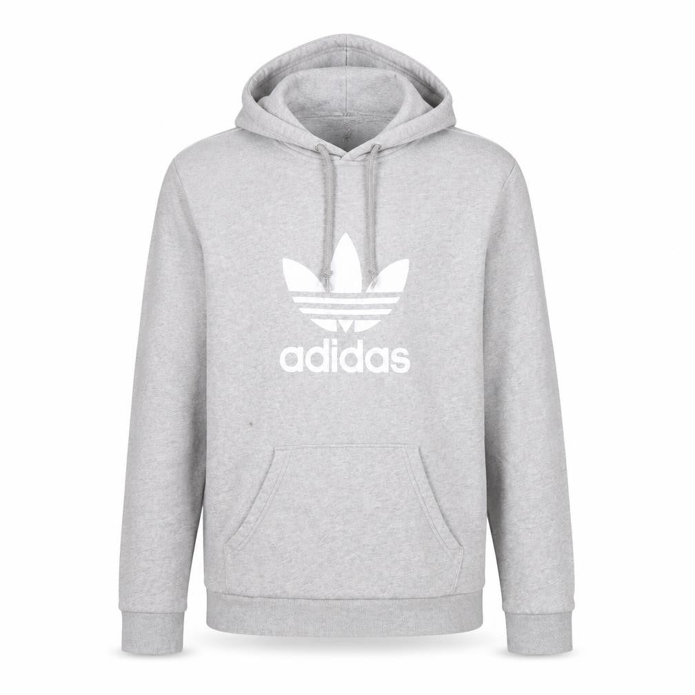 Front view of Adidas Men's Grey Pullover Hoodie -, size S