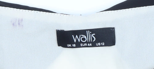 Wallis Women's Black Floral Tunic, Size 16, Boat Neck