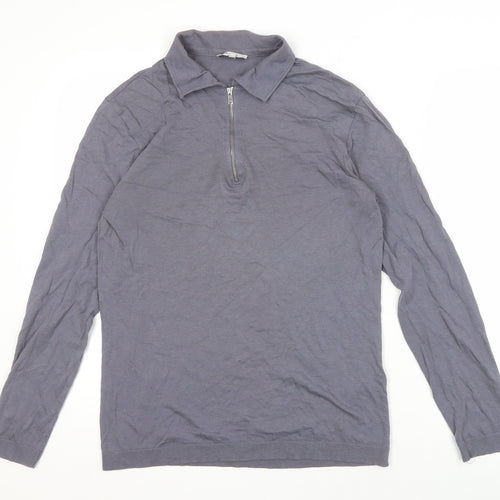 Reiss Men's Grey Long Sleeve Mock Neck Top - Size S