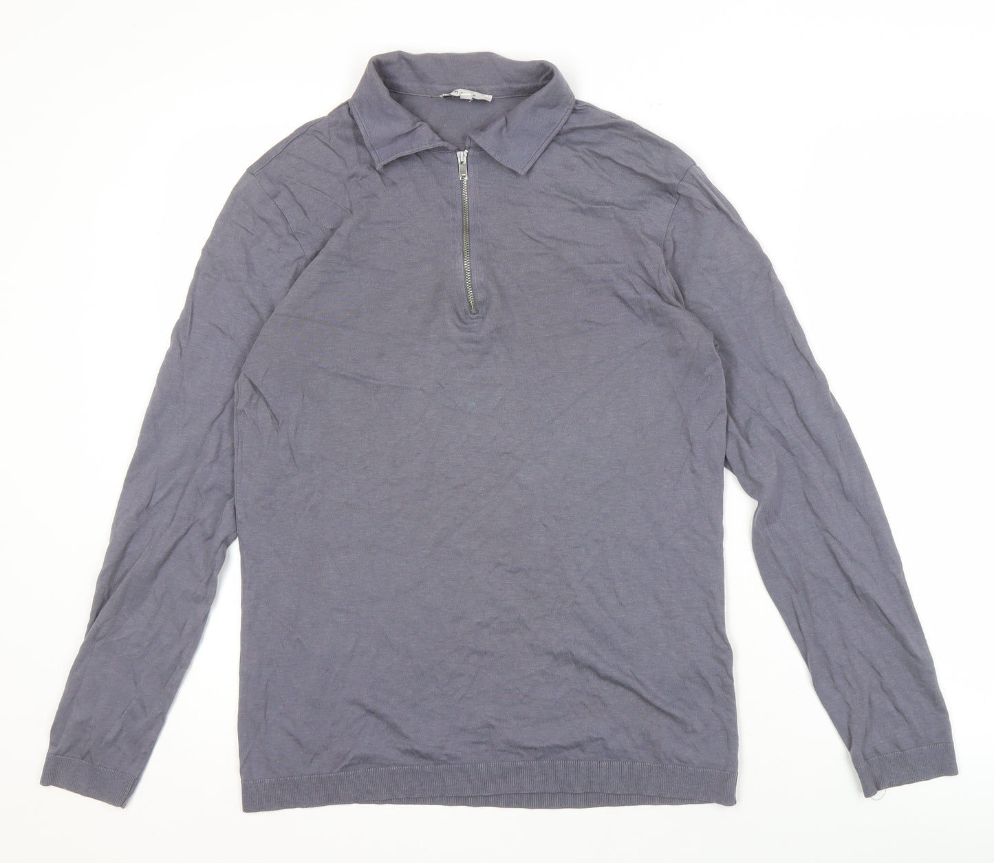 Reiss Men's Grey Long Sleeve Mock Neck Top - Size S