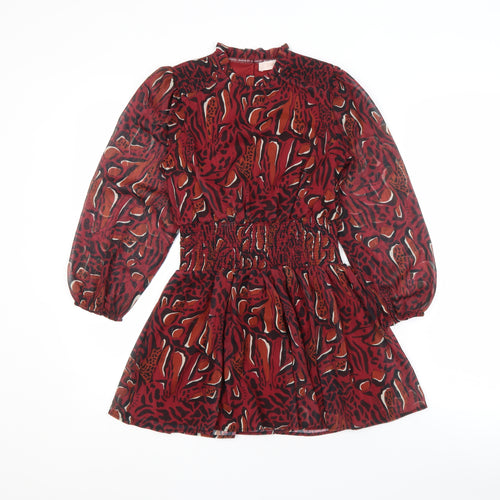 Ted Baker Girls Animal Print Dress, Red, 8 Years