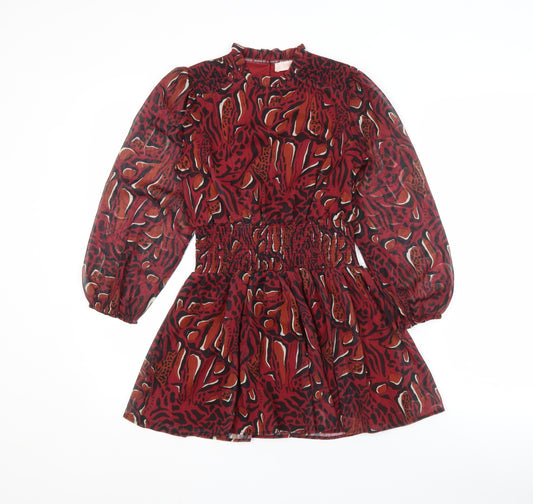 Ted Baker Girls Animal Print Dress, Red, 8 Years