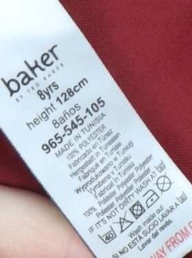 Ted Baker Girls Animal Print Dress, Red, 8 Years