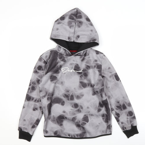 DFND Boys Grey Pullover Hoodie with Logo, Long Sleeve, 11-12 Yrs