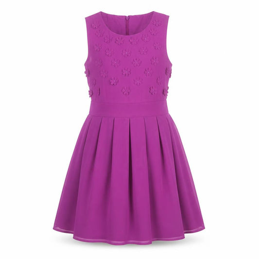 Yumi Girls Purple Sleeveless 9-10 Dress with Embroidery