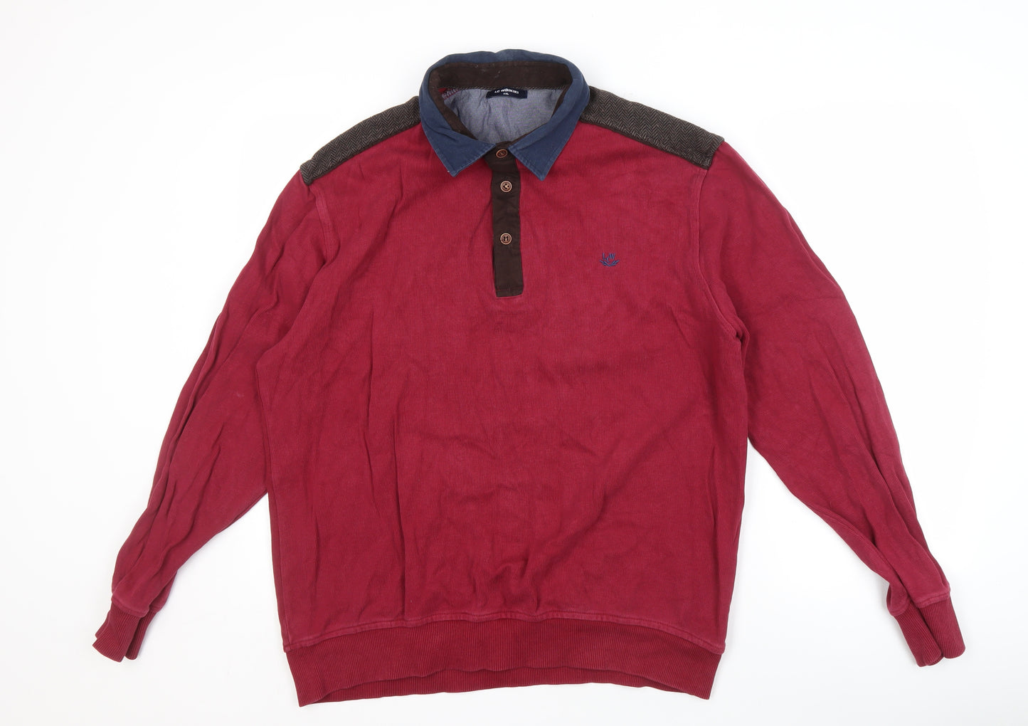 LC Waikiki Men's Red Henley Sweatshirt 2XL