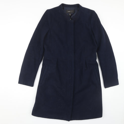 Mango Women's Blue Wool Blend Overcoat, Size S