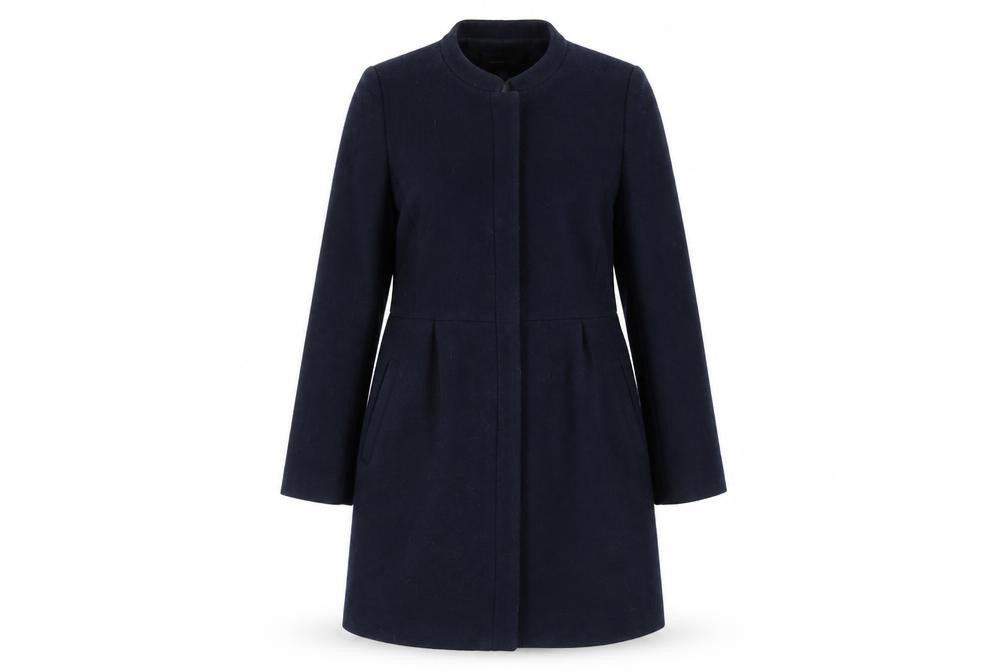 Mango Women's Blue Wool Blend Overcoat, Size S