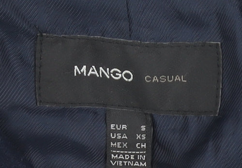 Mango Women's Blue Wool Blend Overcoat, Size S