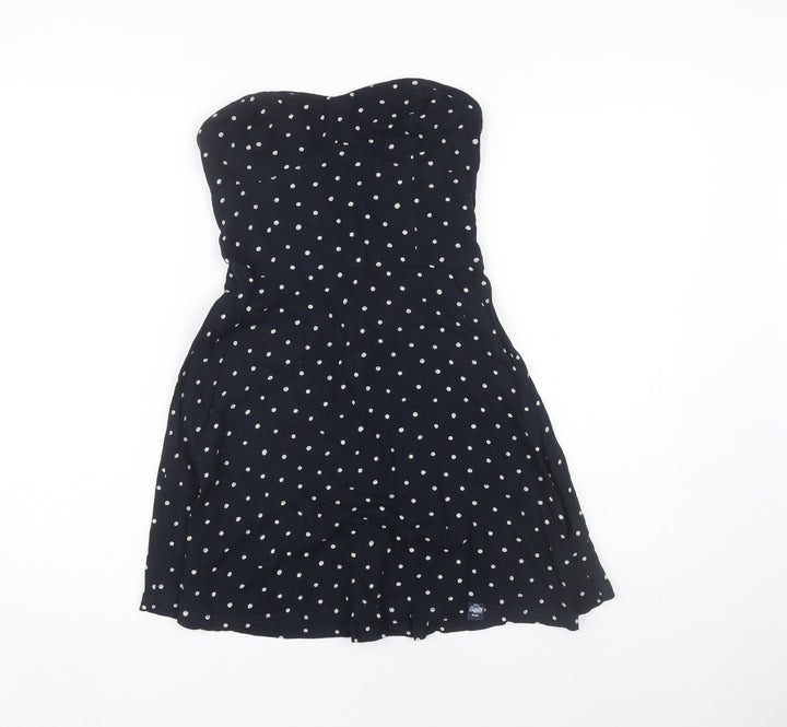 Superdry Women's Black Strapless Polka Dot Dress XS