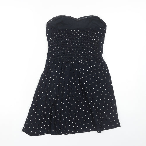 Superdry Women's Black Strapless Polka Dot Dress XS