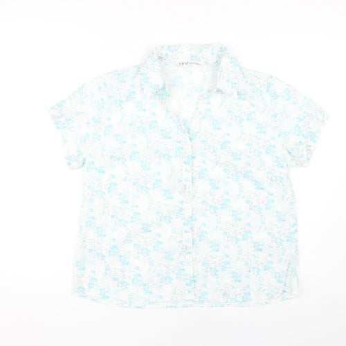 EWM Women's Blue Floral Button-Up Shirt Size 16