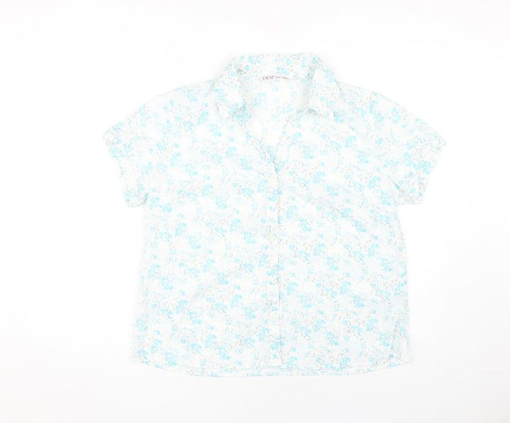 EWM Women's Blue Floral Button-Up Shirt Size 16