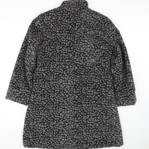 Roman Women's Black Animal Print Overcoat Size S