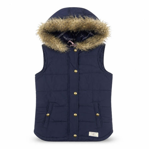 Joules Girls Blue Padded Fur Trim Hooded Puffer Jacket 10 Years