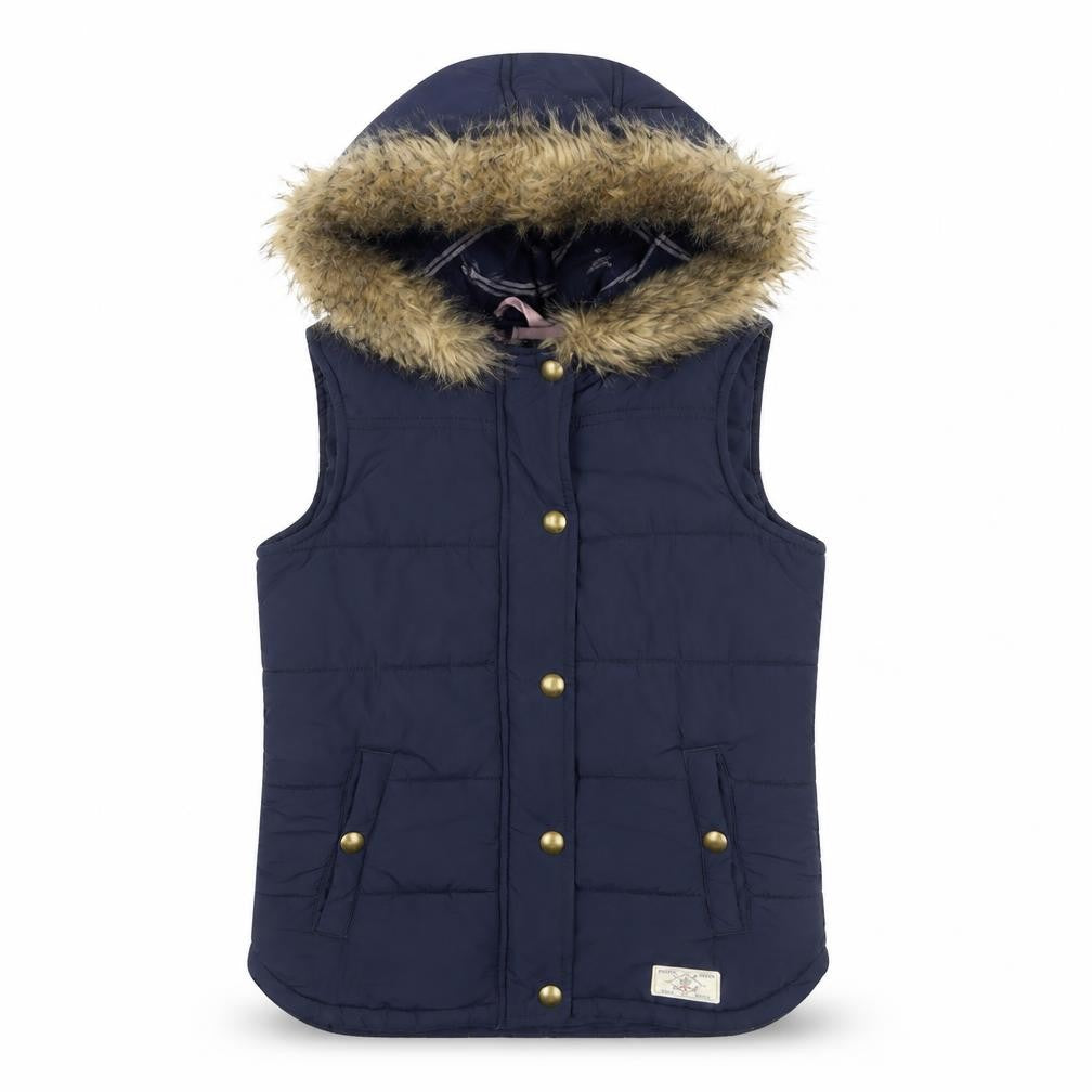 Joules Girls Blue Padded Fur Trim Hooded Puffer Jacket 10 Years