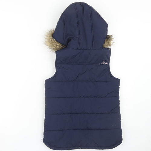 Joules Girls Blue Padded Fur Trim Hooded Puffer Jacket 10 Years
