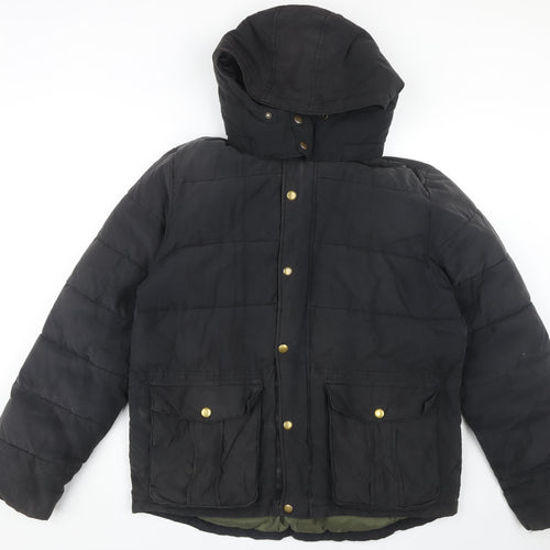 GAP Men's Black Puffer Jacket L Hooded Casual