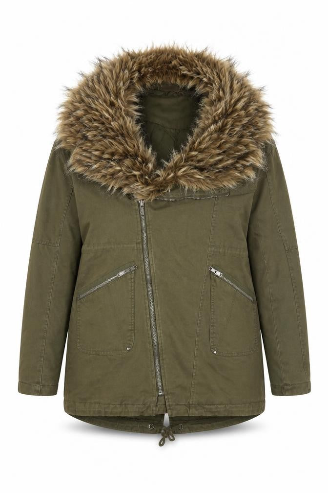 Front view of SoulCal Women's Green Parka Jacket, size 10
