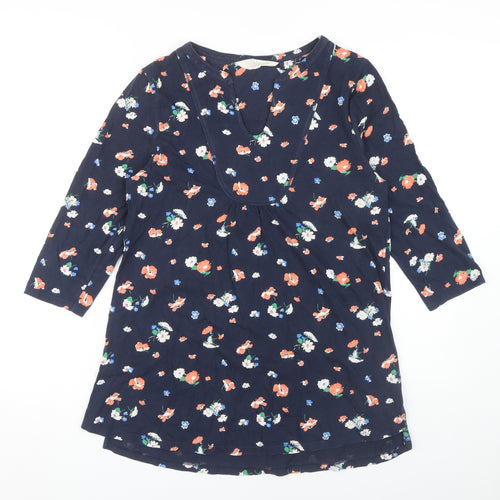Fat Face Women's Blue Floral Tunic V-Neck Top Size 14