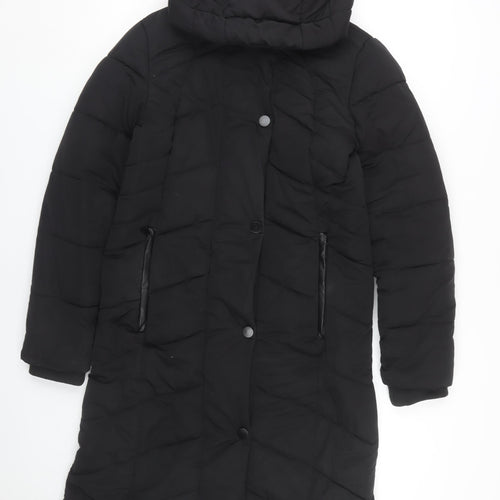 Next Women's Black Hooded Puffer Jacket Size 8