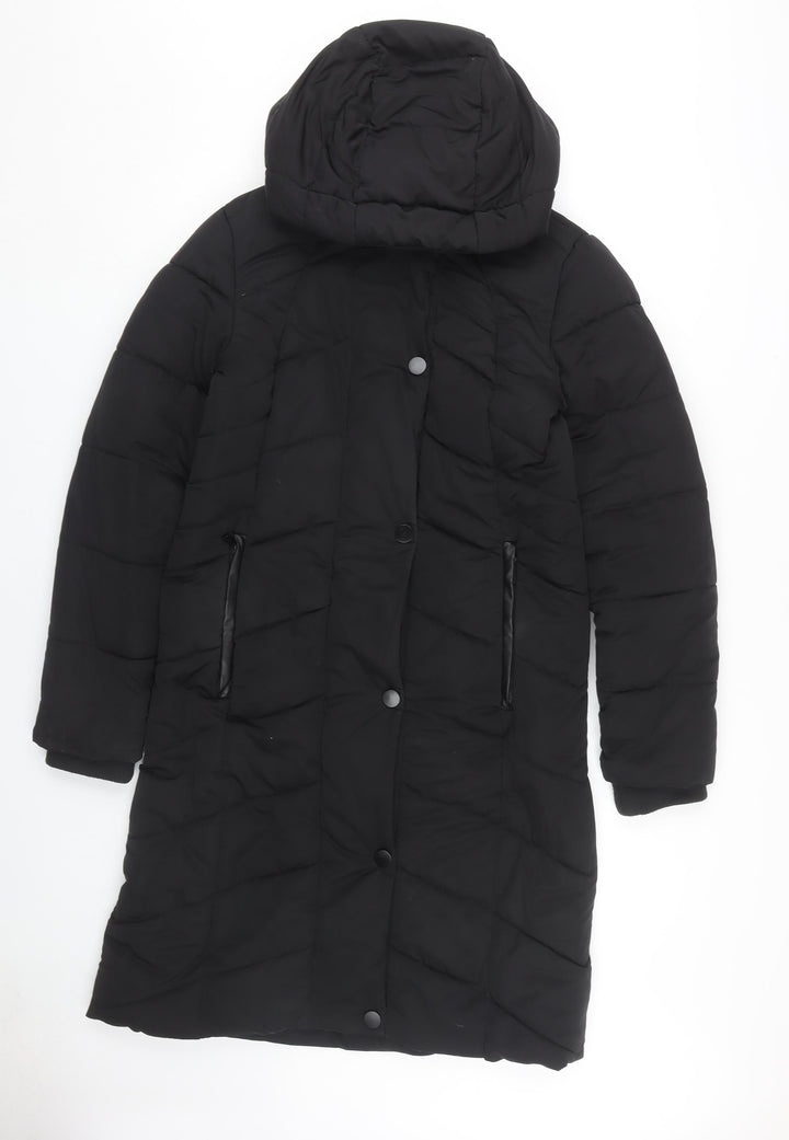 Next Women's Black Hooded Puffer Jacket Size 8