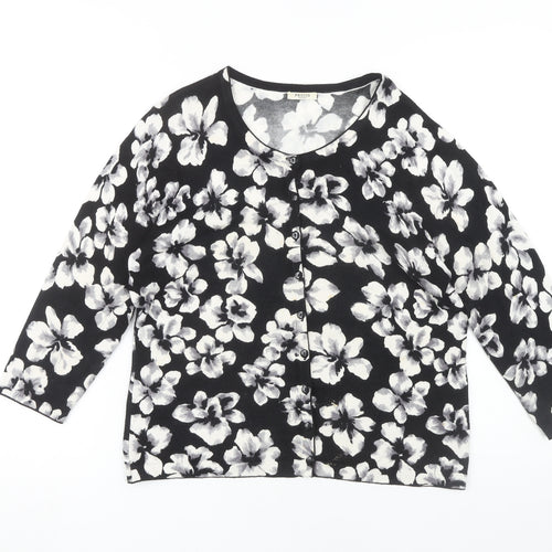 Precis Petite Women's Black Floral Cardigan Medium