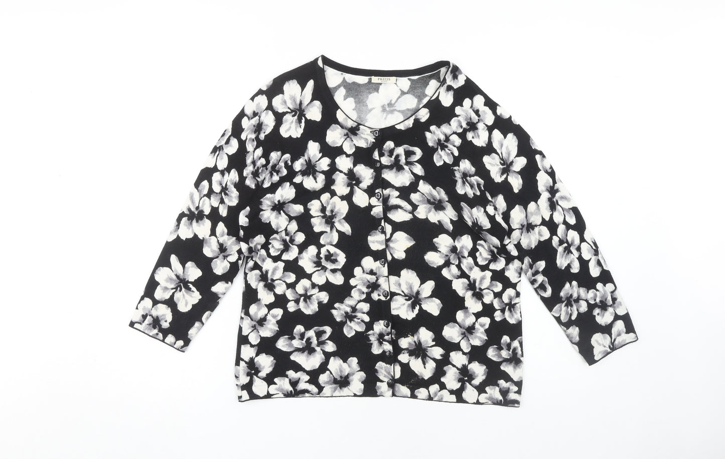 Precis Petite Women's Black Floral Cardigan Medium