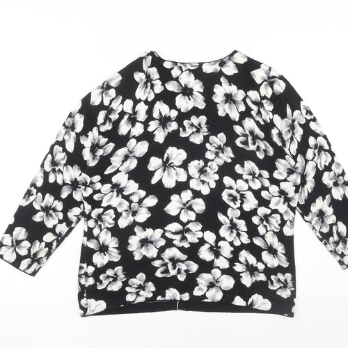 Precis Petite Women's Black Floral Cardigan Medium