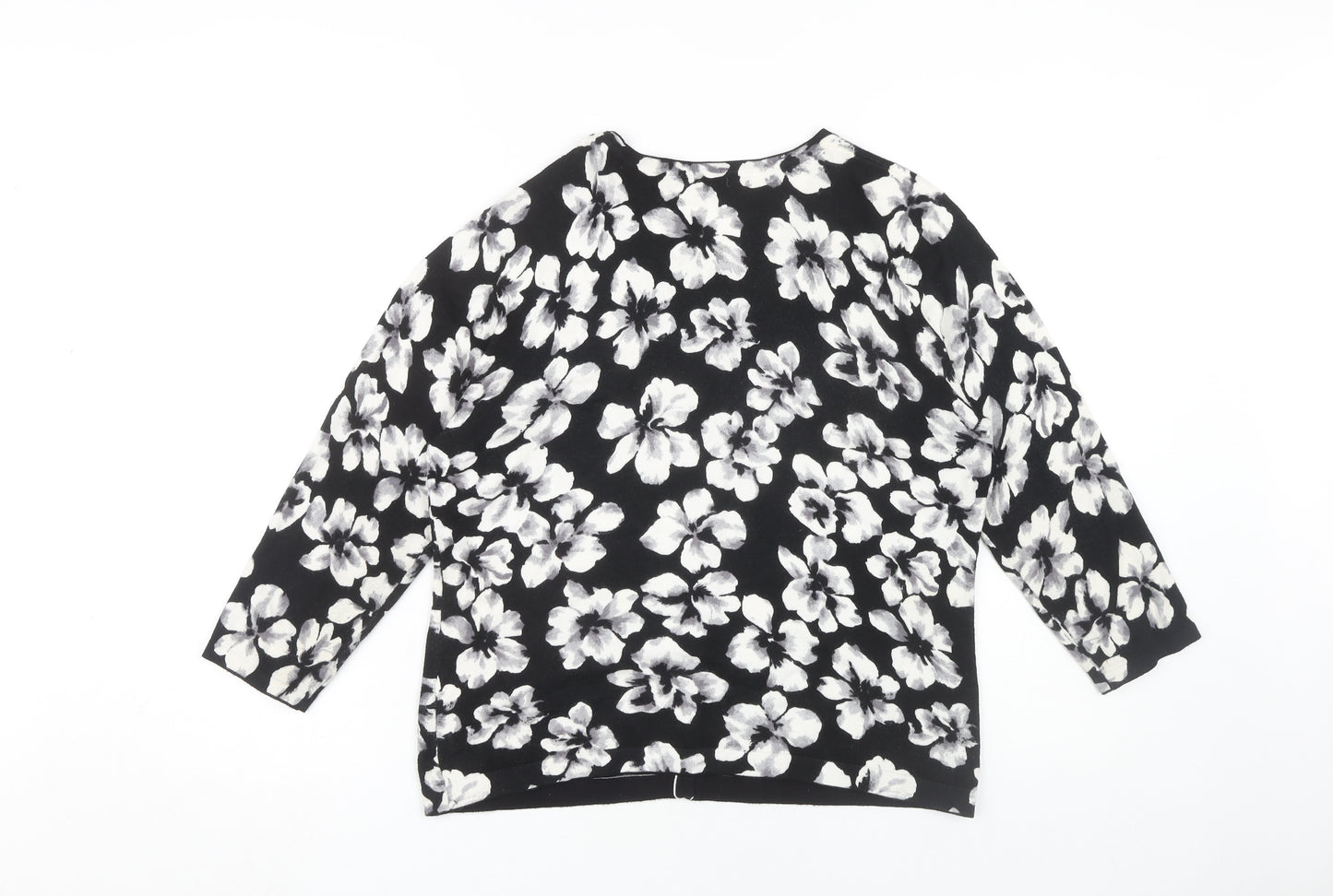 Precis Petite Women's Black Floral Cardigan Medium