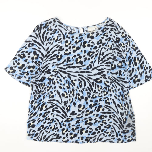ICHI Women's Blue Animal Print Blouse Size M