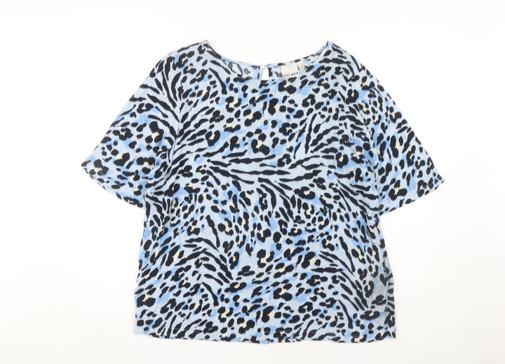 ICHI Women's Blue Animal Print Blouse Size M