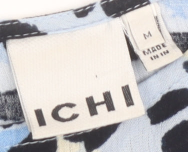 ICHI Women's Blue Animal Print Blouse Size M