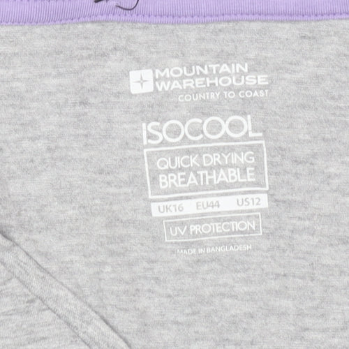 Mountain Warehouse Women's Grey V-Neck T-Shirt UK 16